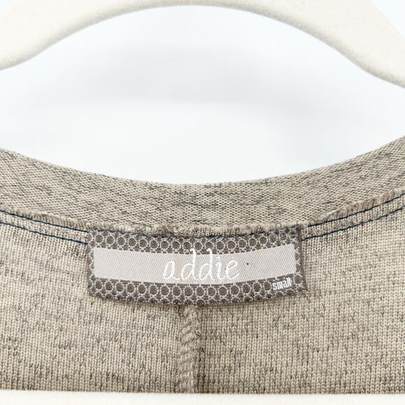 Addie Womens Fall Lagenlook Oversized Striped Lace Crochet Cuff Top Size S Tan - Picture 3 of 7